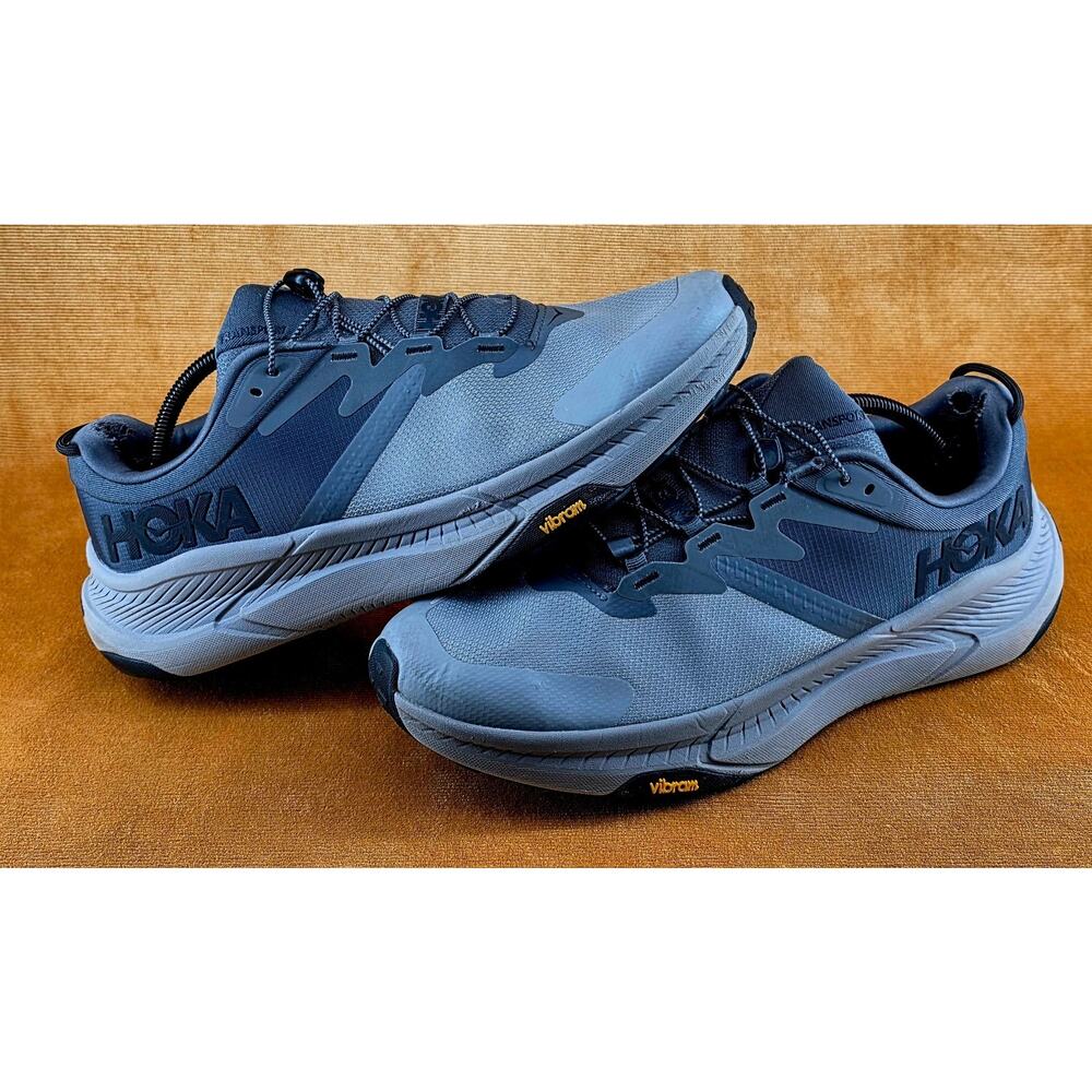 HOKA Transport Castlerock Black Mens 12D Trail Running Shoes Vibram